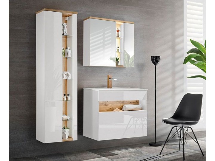 Komplet mebli łazienkowych Monako 4Q 80 cm - Biały połysk