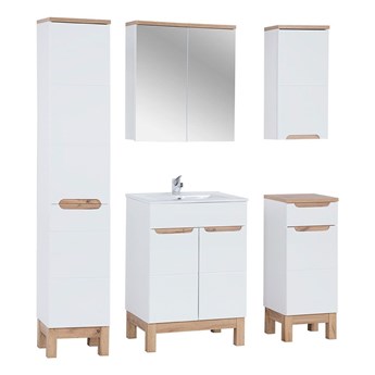 Zestaw mebli łazienkowych z koszem Marsylia 3Q 60 cm - Biały połysk