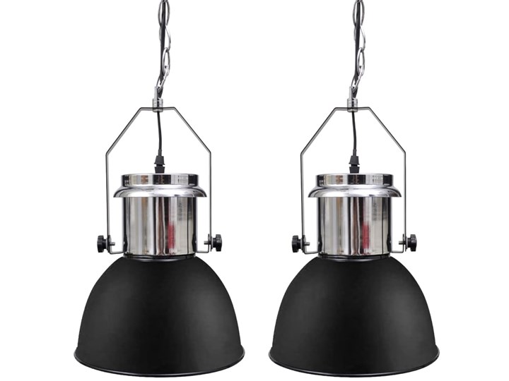 Dwie czarne regulowane lampy wiszące loft - E984-Berlog Metal Lampa z kloszem Kolor Czarny Styl Nowoczesny