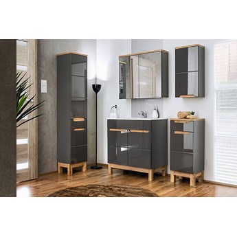 Zestaw lakierowanych mebli łazienkowych - Marsylia 2Q Grafit połysk 80 cm