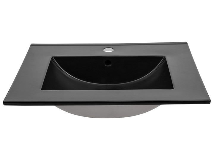 Czarna ceramiczna umywalka prostokątna - Aviso 80 cm Ceramika Kolor Czarny Prostokątne Wpuszczane Kategoria Umywalki