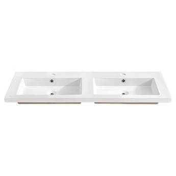 Podwójna biała umywalka ceramiczna 120 cm - Avio