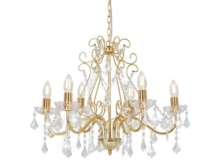 Złoty żyrandol kryształowy stylizowany na świecznik - EX97-Melos Lampa z kryształkami Styl Glamour
