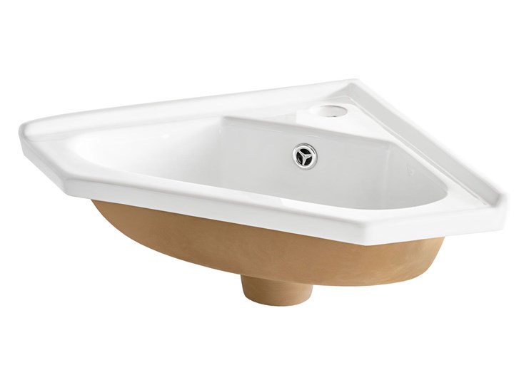Narożna ceramiczna umywalka meblowa biała - Tamis