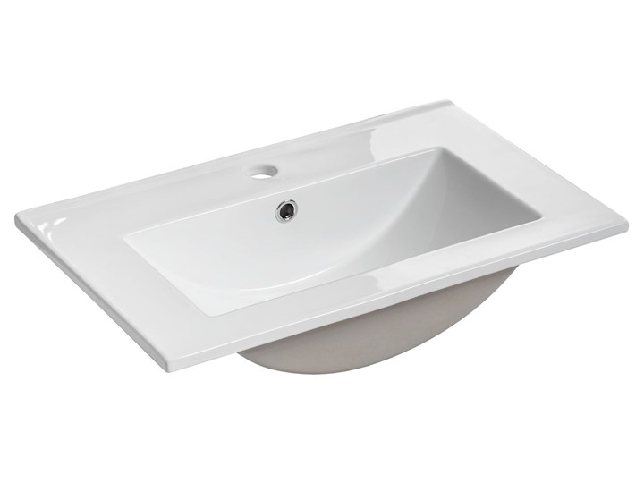 Biała prostokatna ceramiczna umywalka - Ravos 60 cm Kwadratowe Meblowe Ceramika Kolor Biały Kategoria Umywalki