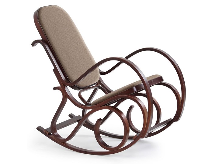 Drewniany fotel bujany w kolorze Wenge X3 - Dixel Tkanina Drewno Szerokość 52 cm Styl Vintage