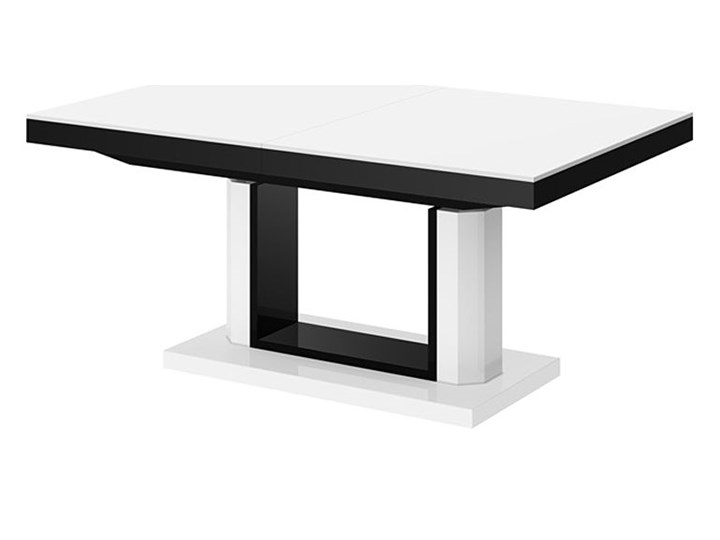 Rozkładany ławostół biało czarny połysk - Havier 3X Wysokość 56 cm Szerokość 75 cm Płyta MDF Styl Glamour