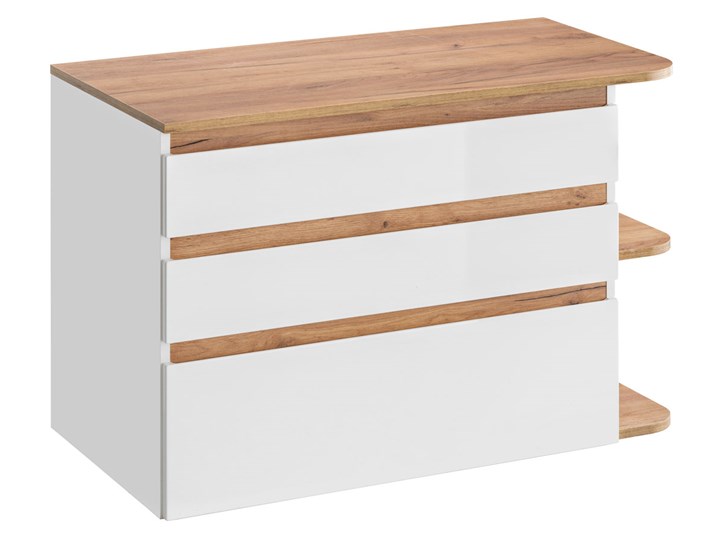 Szafka pod umywalkę z szufladami - Sewilla 3X Biały połysk Szerokość 94 cm Kategoria Szafki stojące Wysokość 64 cm Głębokość 50 cm Wiszące Rodzaj frontu Szuflady