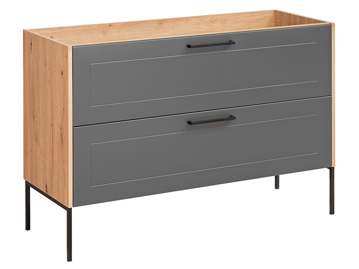 Grafitowa industrialna szafka pod umywalkę - Saloma 3X 120 cm Stojące Wysokość 61 cm Głębokość 46 cm Kolor Szary