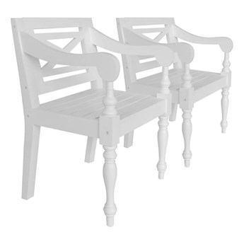 Mahoniowe krzesła tarasowe Amarillo 2 szt - białe