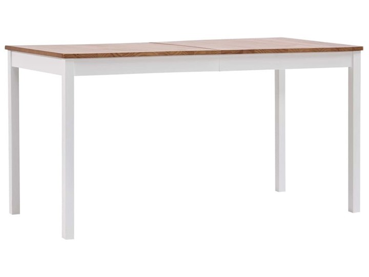 Biało-brązowy stół sosnowy – Elmor 2X Wysokość 73 cm Sosna Długość 140 cm Długość 70 cm Szerokość 70 cm Kolor Biały