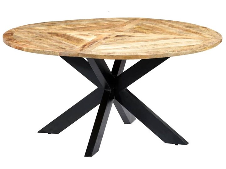 Okrągły stół z drewna mango – Gebel 3X Stal Styl Industrialny Wysokość 76 cm Drewno Pomieszczenie Stoły do jadalni