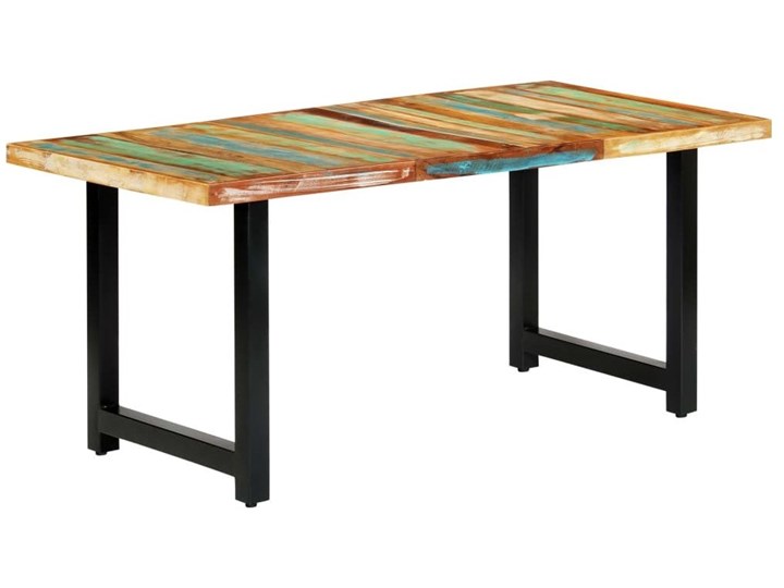 Stół z drewna odzyskanego Buzel 2X – wielokolorowy Długość 180 cm Wysokość 90 cm Szerokość 90 cm Długość 90 cm Wysokość 76 cm Stal Drewno Kategoria Stoły kuchenne