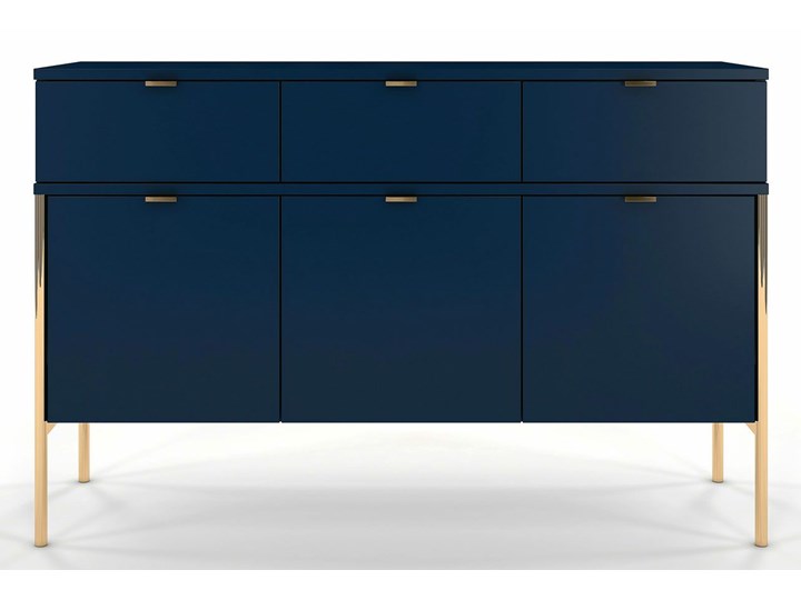 Komoda w stylu glamour Perilla 3X - Granat Z szafkami i szufladami Kategoria Komody Wysokość 78 cm Szerokość 120 cm Kolor Granatowy