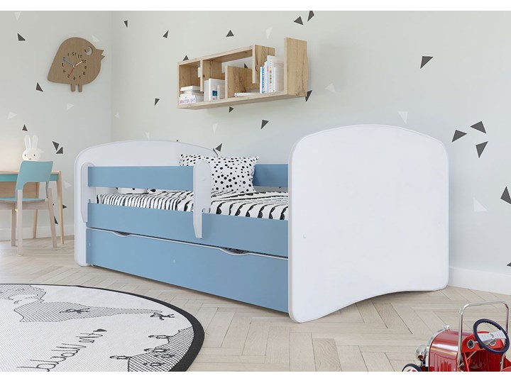Łóżko dla chłopca z materacem Happy 2X 70x140 - niebieskie Kolor Biały Rozmiar materaca 70x140 cm
