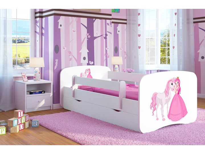 Łóżko dla dziewczynki z materacem Happy 2X mix 70x140 - białe