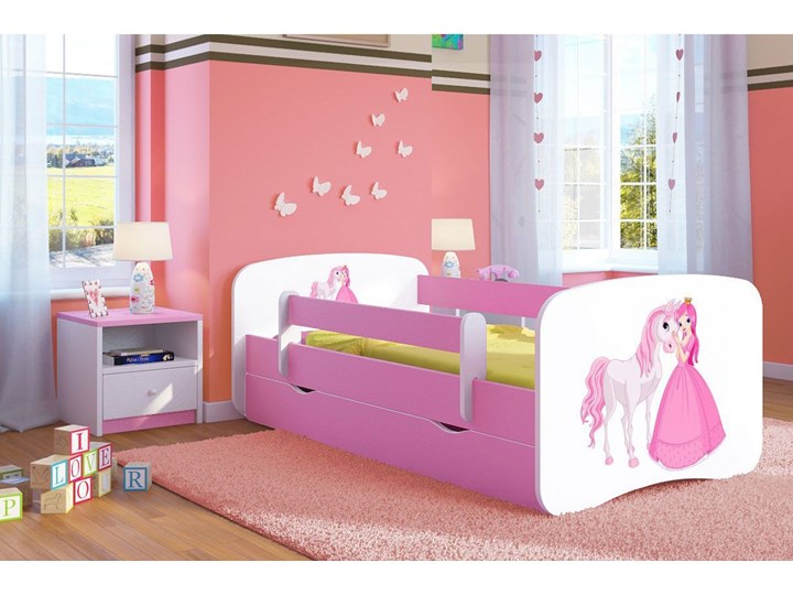 Łóżko dla dziewczynki z szufladą Happy 2X mix 70x140 - różowe Kolor Różowy