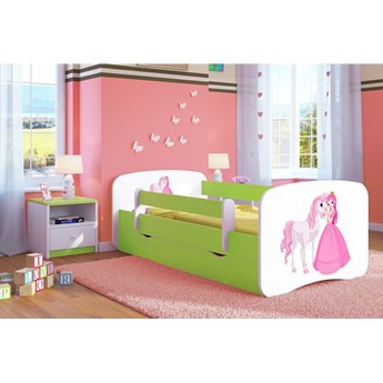 Łóżko dziecięce ze stelażem Happy 2X mix 70x140 - zielone