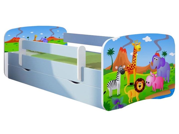 Łóżko dla chłopca z barierką Happy 2X mix 80x180 - niebieskie Metal Płyta MDF Drewno Płyta meblowa Rozmiar materaca 80x180 cm