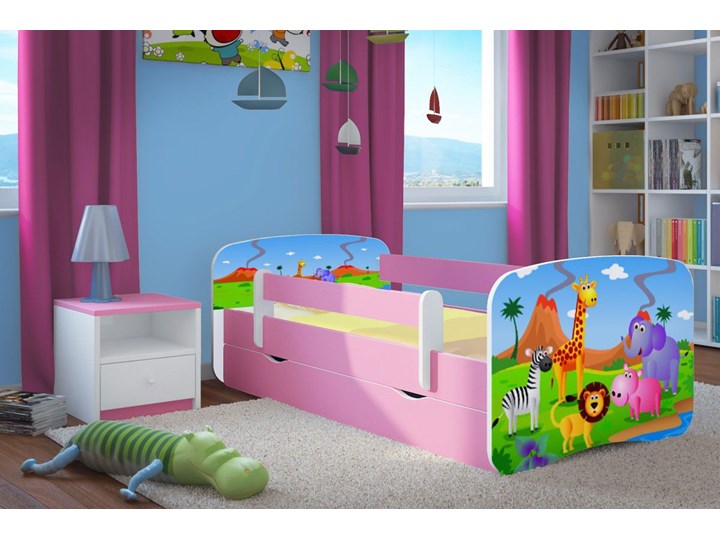 Łóżko dla dziewczynki z materacem Happy 2X mix 80x180 - różowe Z szufladą Pojedyncze Z barierką Płyta meblowa Rozmiar materaca 80x180 cm