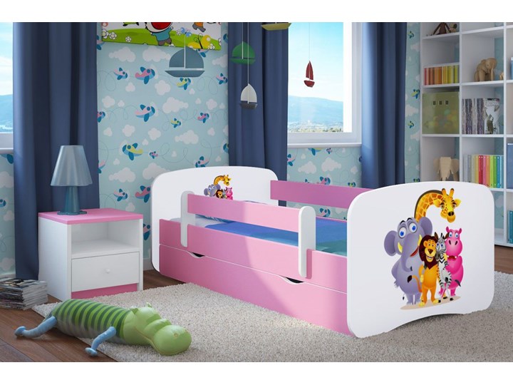 Łóżko dla dziewczynki z materacem Happy 2X mix 80x160 - różowe Drewno Metal Płyta MDF Płyta meblowa Rozmiar materaca 80x160 cm