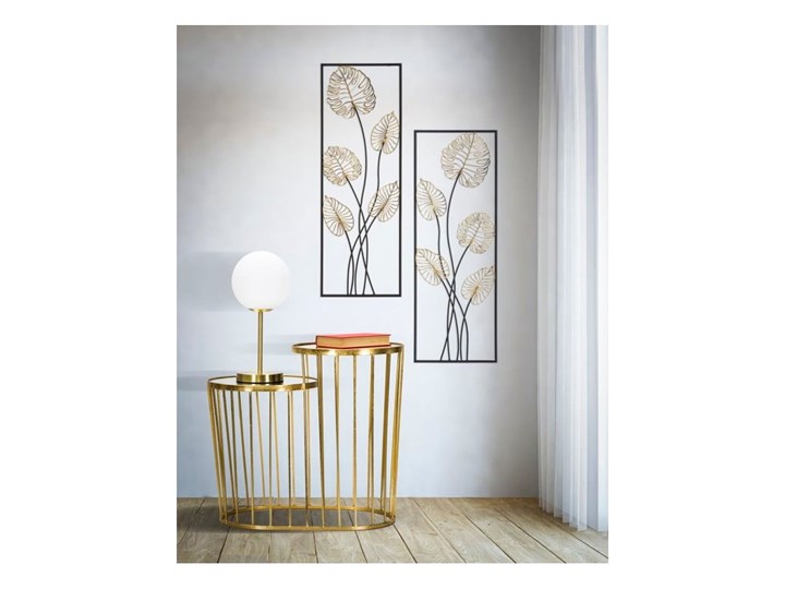Metalowa dekoracja wisząca z wzorem liści Mauro Ferretti Luxy -B-, 31x90 cm Kolor Biały