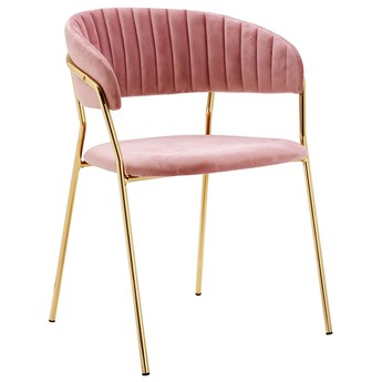 Różowe krzesło tapicerowane na złotych nóżkach - Piano 2X