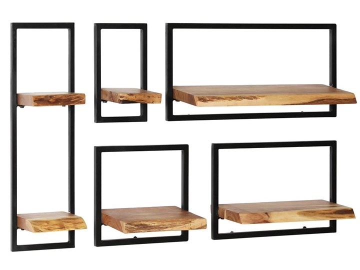 Zestaw drewnianych modułowych półek ściennych Insea - brązowy Drewno Kategoria Półki Kolor Beżowy