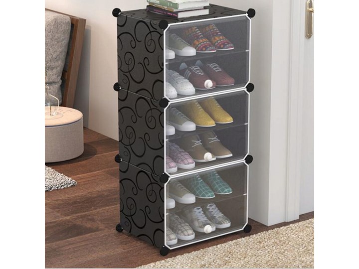 Szafka modułowa Pola czarna Styl Nowoczesny Tworzywo sztuczne Metal Na buty Kolor Czarny