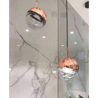 Lampa wisząca HALF miedziana - szkło, aluminium