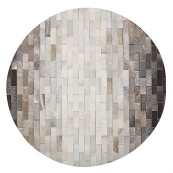 Dywan patchworkowy okrągły skórzany ø 140 cm brązowo-beżowy DUTLAR kod: 4251682253178