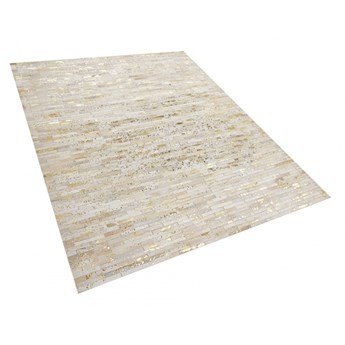 Dywan patchworkowy skórzany 160 x 230 cm złoto-beżowy TOKUL kod: 4251682253406