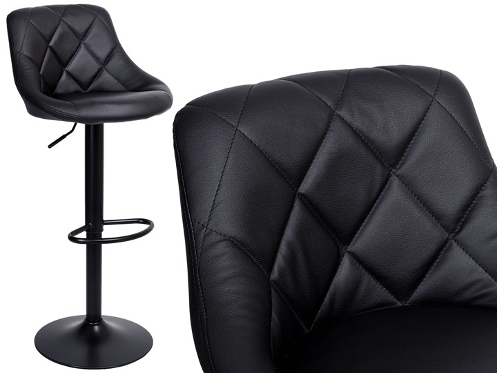 Krzesło obrotowe Cydro Black czarne Metal Głębokość 38 cm Skóra ekologiczna Styl Nowoczesny
