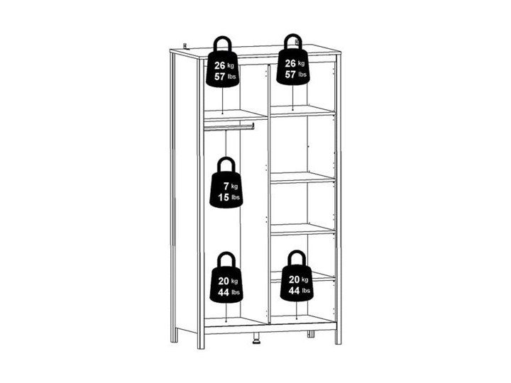 Dwudrzwiowa szafa ubraniowa Madrid 2D czarny mat Głębokość 58 cm Styl Minimalistyczny Wysokość 199 cm Ilość drzwi Dwudrzwiowe