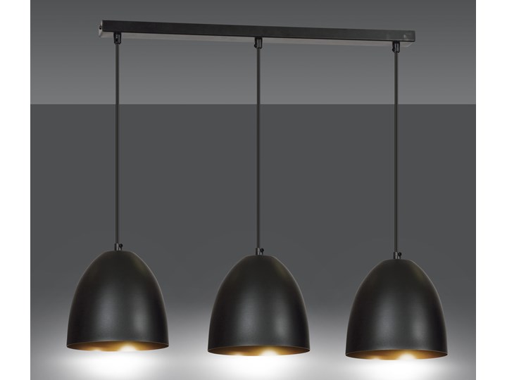 LENOX 3 BLACK-GOLD 410/3 nowoczesna lampa wisząca Czarno / Złota Lampa z kloszem Tkanina Metal Kategoria Lampy wiszące