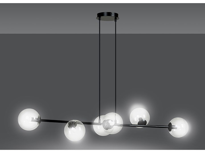 ROSSI 6 BL TRANSPARENT 874/6 lampa sufitowa wisząca czarna transparentne klosze Lampa z kloszem Lampa LED Metal Szkło Kolor Przezroczysty