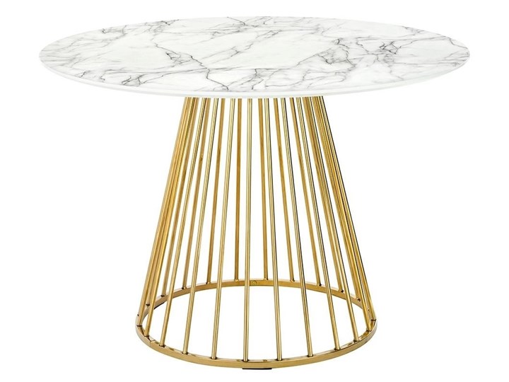 Stół GLAM MARBLE - MDF, złota podstawa Płyta MDF Metal Długość 100 cm Kolor Biały Wysokość 75 cm Marmur Styl Glamour