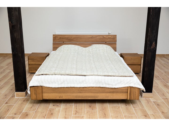 Zestaw: Beriet łóżko+2 szafki nocne z drewna bukowego lewitujące 180x200 cm Kategoria Zestawy mebli do sypialni Kolor Beżowy