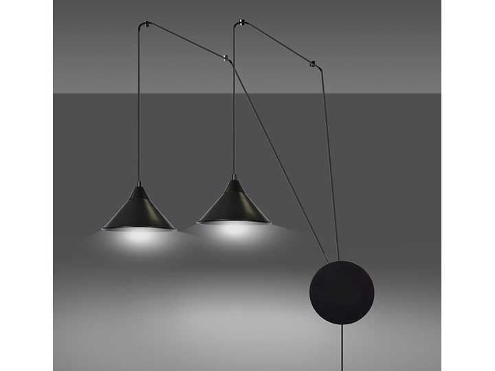 ABRAMO 2 BLACK 160/2 lampa sufitowa wisząca regulowana najnowszy design czarna loft Ilość źródeł światła 2 źródła Stal Lampa z kloszem Metal Pomieszczenie Sypialnia