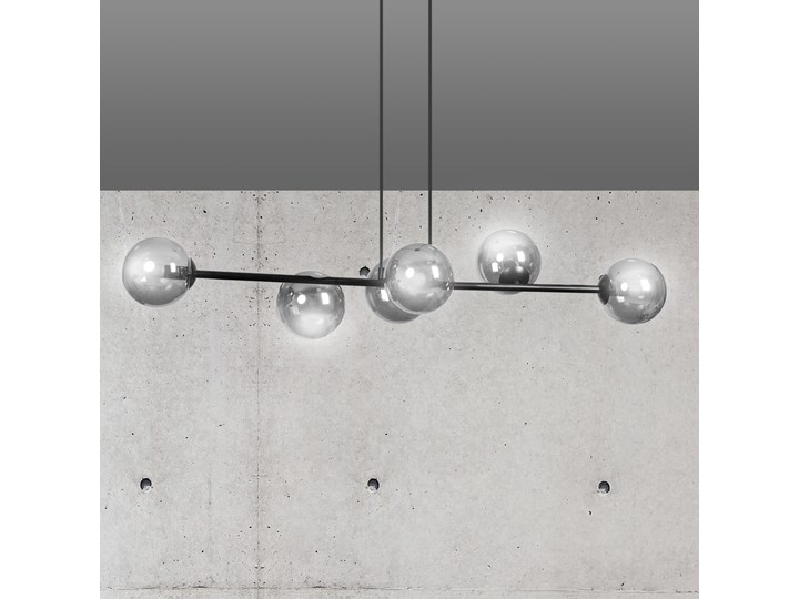 ROSSI 6 BL GRAFIT 875/6 lampa sufitowa wisząca czarna szklane klosze DESIGN Metal Szkło Lampa z kloszem Kolor Czarny Lampa LED Styl Klasyczny