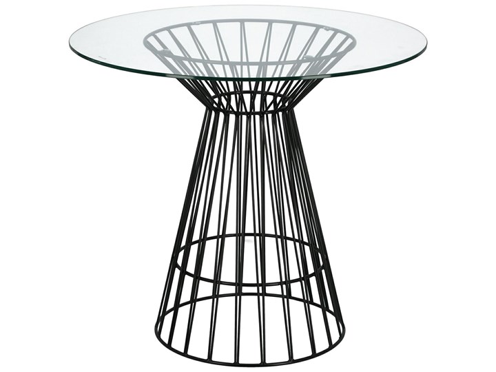 Szklany stół Cage na drucianej podstawie metalowej Wysokość 70 cm Szerokość 80 cm Szkło Rozkładanie