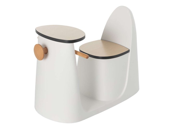Krzesełko ze stolikiem 2w1 Vespo white, 40x75x59cm Drewno Metal Kolor Biały