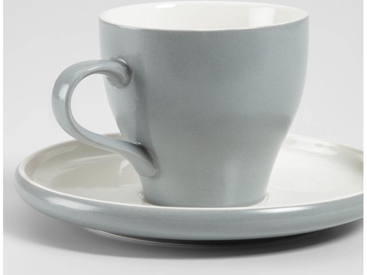 Filizanka do kawy i spodek Sadashi porcelanowy bialy i szary Filiżanka do herbaty Filiżanka ze spodkiem Porcelana Ceramika Kategoria Filiżanki