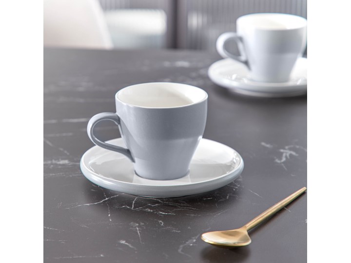 Filizanka do kawy i spodek Sadashi porcelanowy bialy i szary Ceramika Filiżanka ze spodkiem Filiżanka do herbaty Porcelana Kategoria Filiżanki