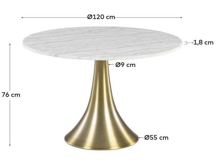 Stół okrągły Oria marmur biały  Ø 120 cm Metal Kategoria Stoły kuchenne Rozkładanie