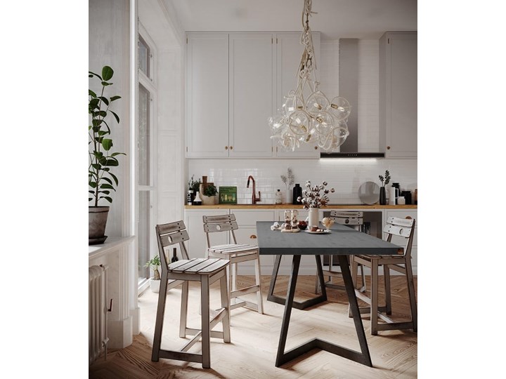 Stół OSLO II na wymiar beton CIRE lite konstrukcja czarna Wysokość 76 cm Metal Długość 140 cm Styl Nowoczesny