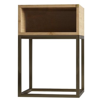 Szafka nocna stolik nocny BOX na wymiar drewno lite stelaż metalowy czarny