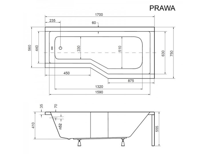 Besco Integra kabino-wanna 170x75 cm lewa z parawanem 2-skrzydłowym WAI-170-PL2 Kategoria Wanny Akryl Kolor Biały
