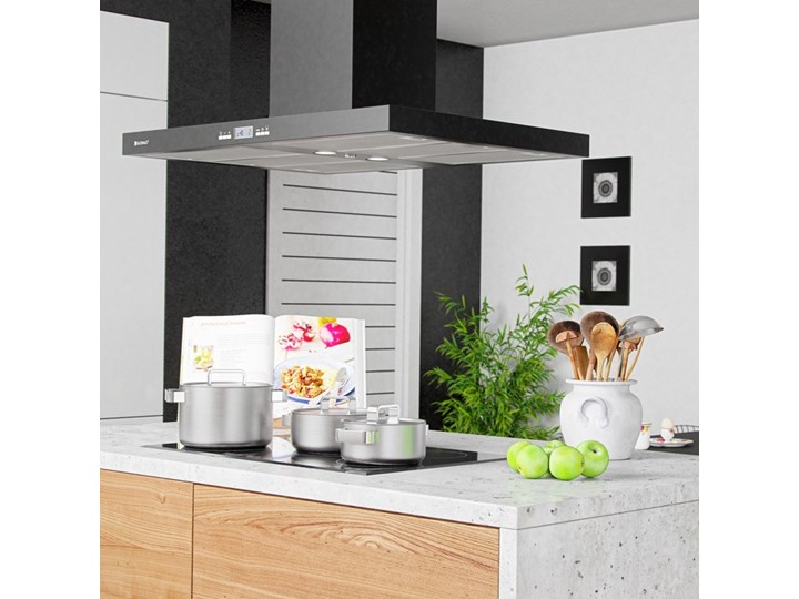 Okap kuchenny Nomina Isola 90.4 Sensor Black Okap wyspowy Szerokość 90 cm Kolor Czarny Poziom hałasu 70 dB