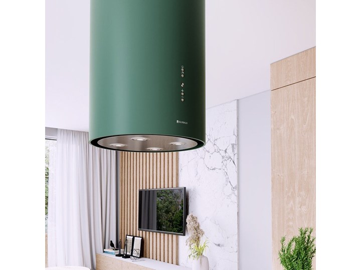 Okap kuchenny Cylindro Isola 39.5 Green Okap wyspowy Okap przyścienny Kolor Zielony